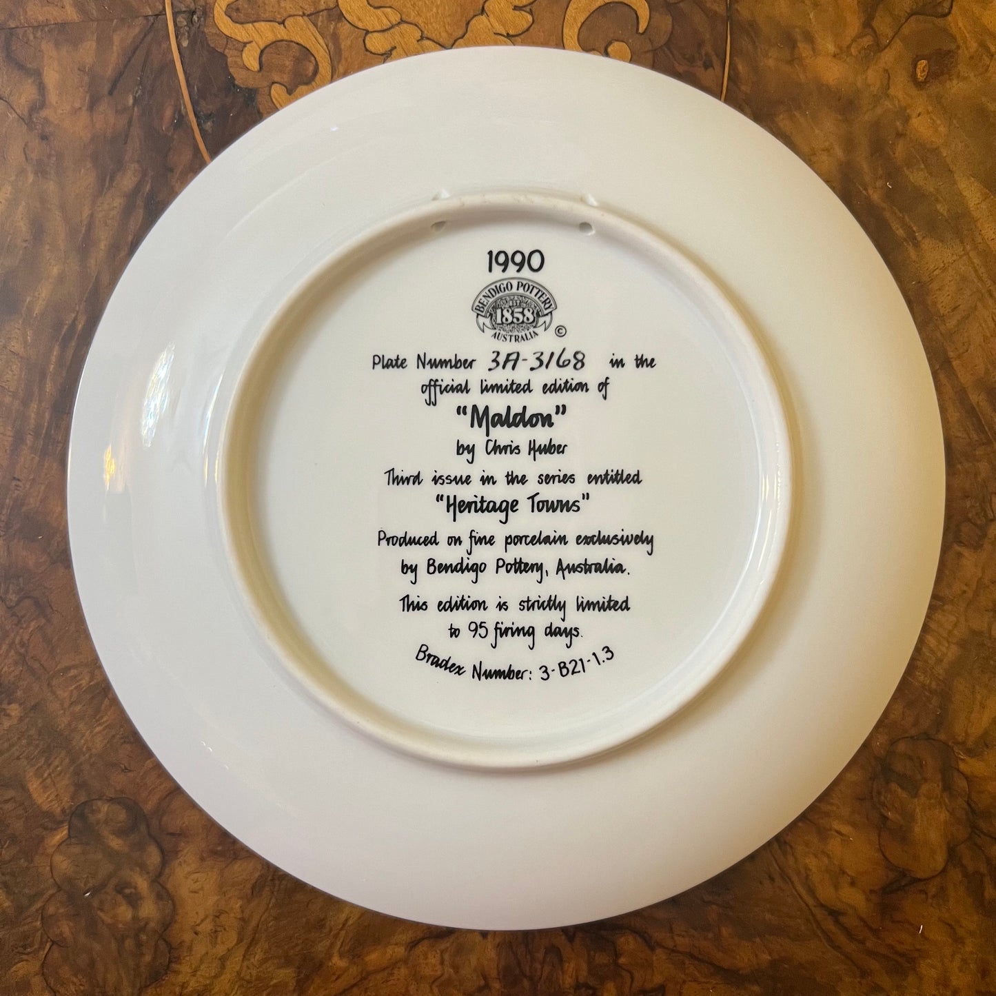 Bendigo Pottery Heritage Town Maldon 1990 Collectors Plate