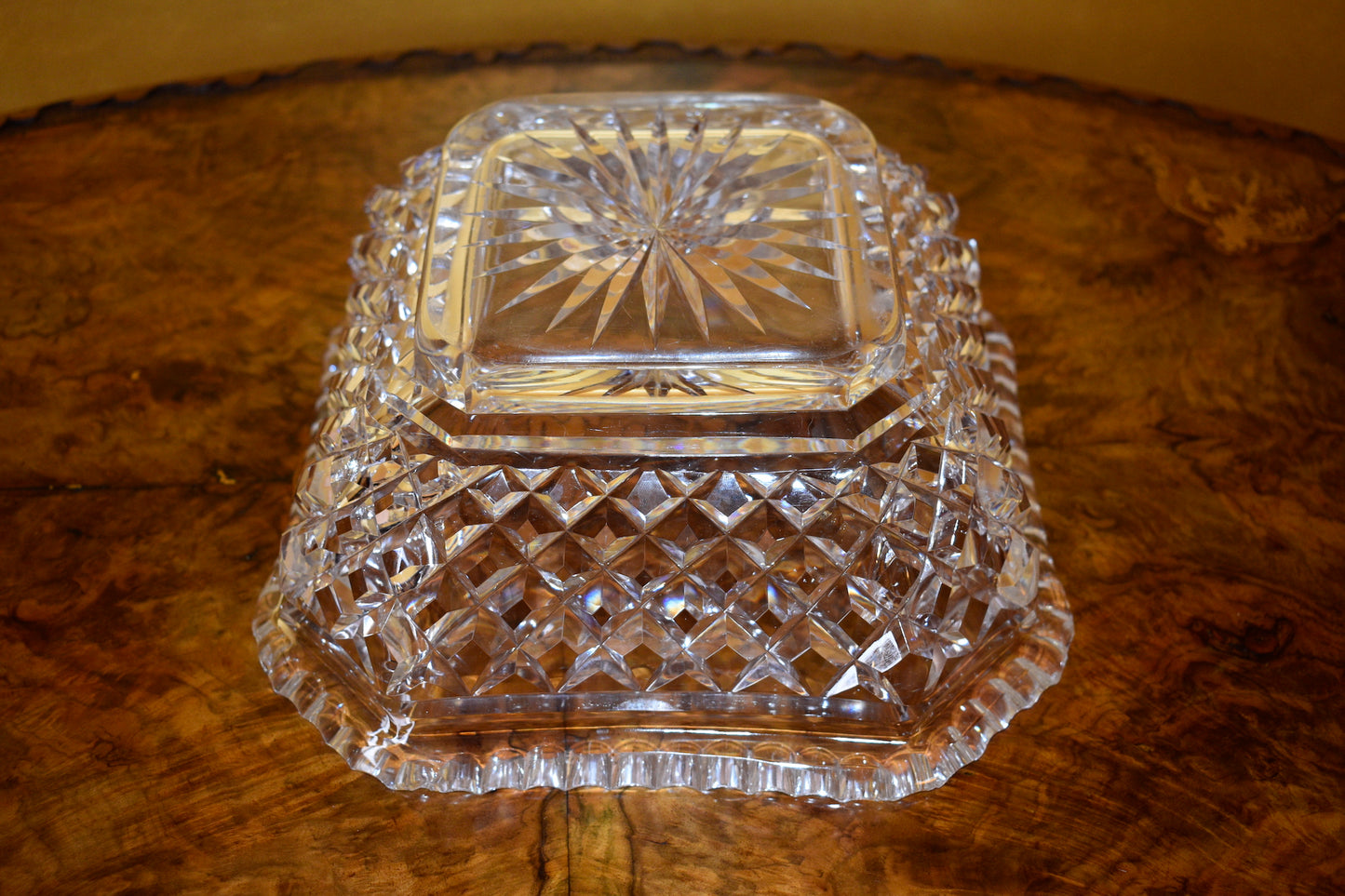 Crystal Cut Fruit Square Bowl