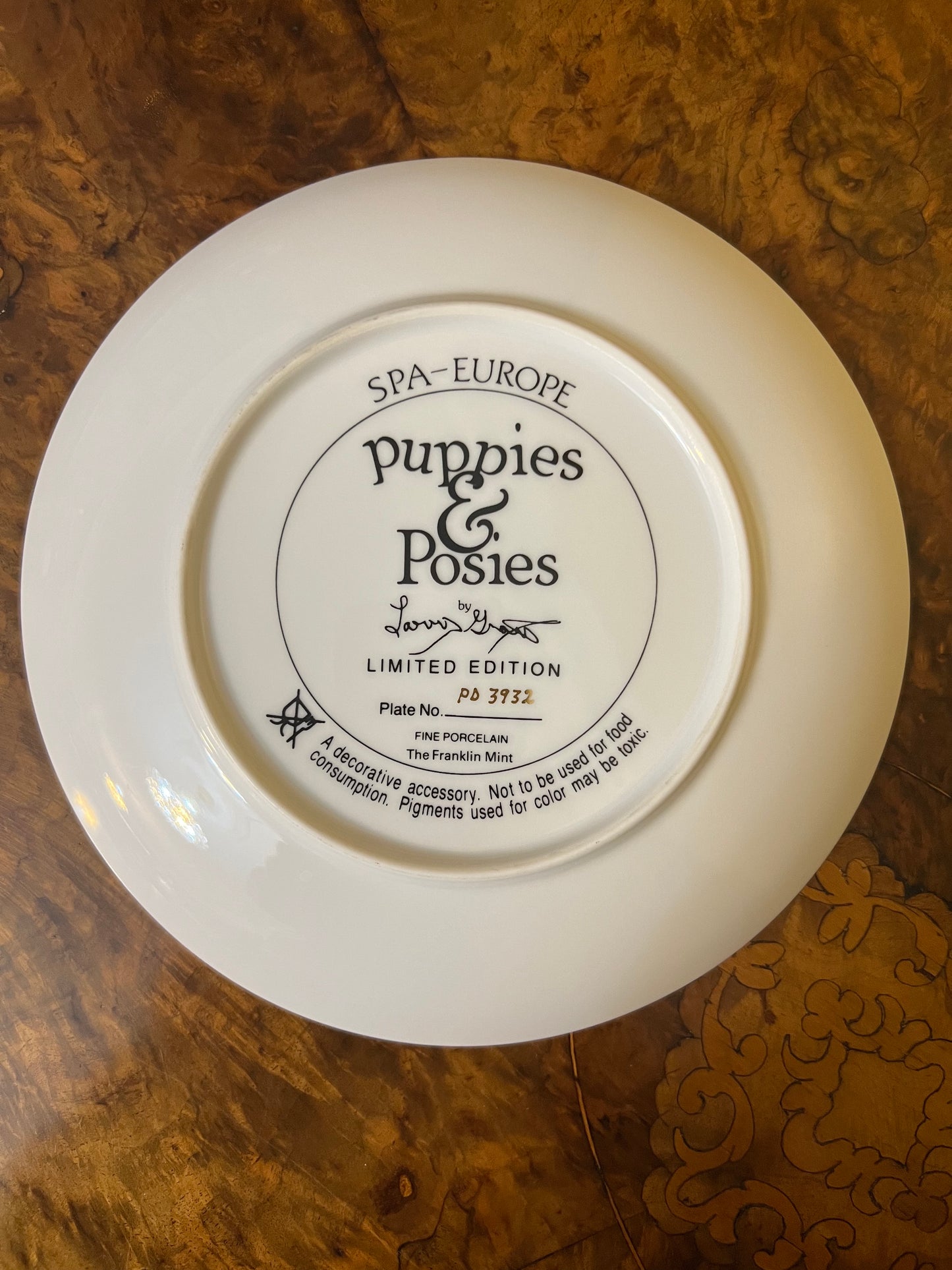 Puppies & Posies By Louis Grant Limited Edition Collector Plate