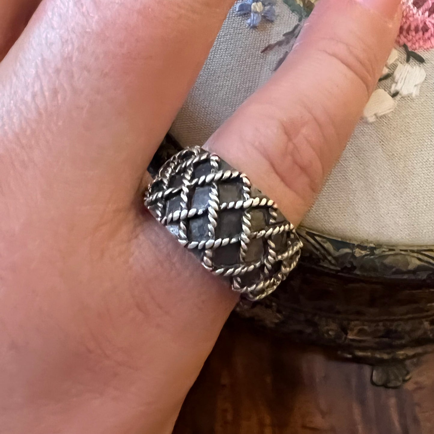 Sterling Silver Rope Detail Ring Vintage