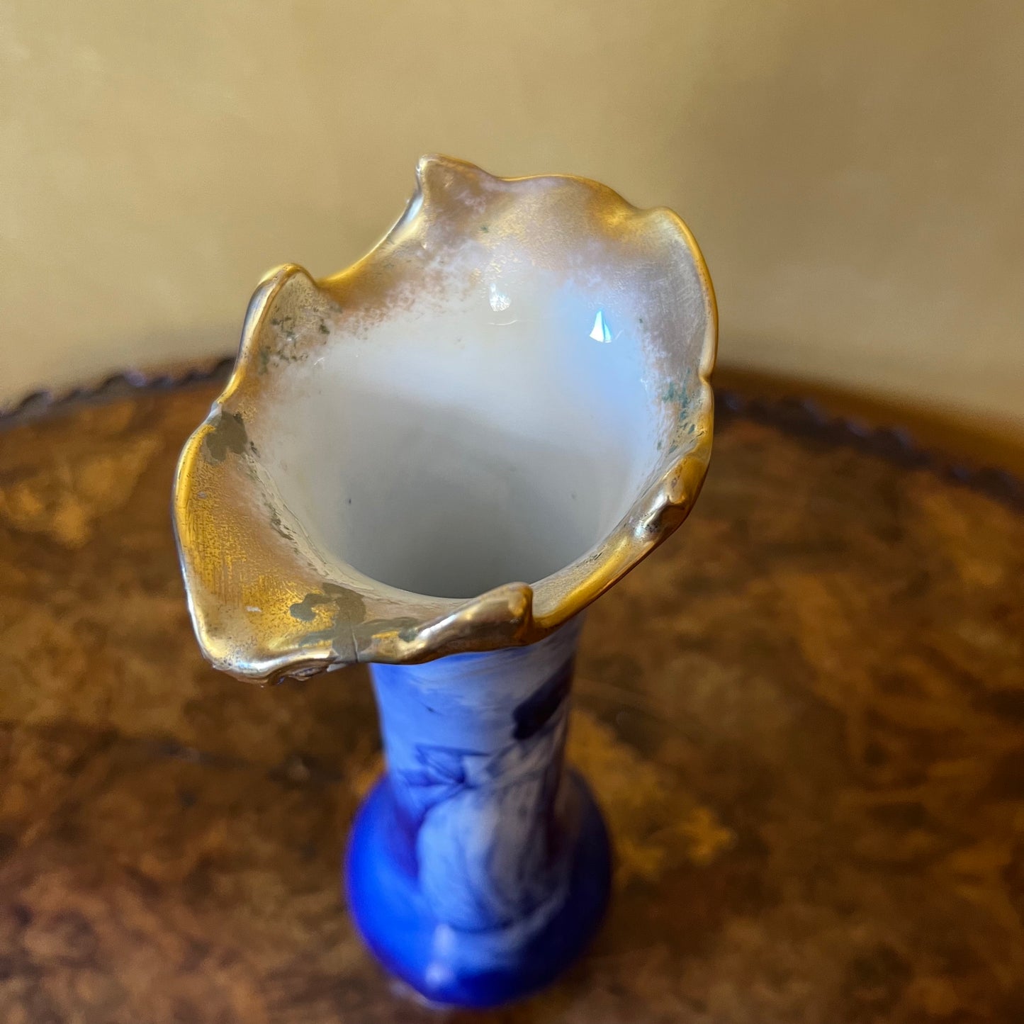 Vase Narrow Blue Lady & Girl Printed