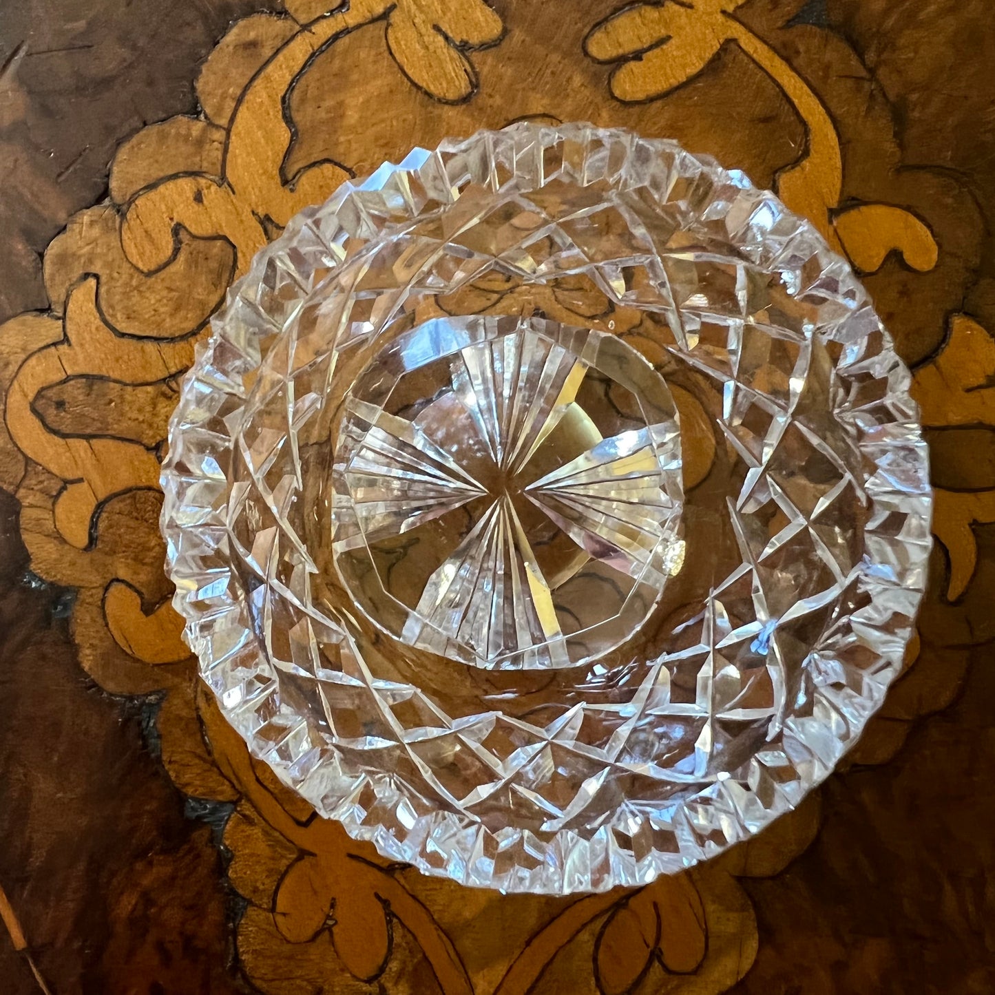 Vintage Glass Cut Open Salt Bowl