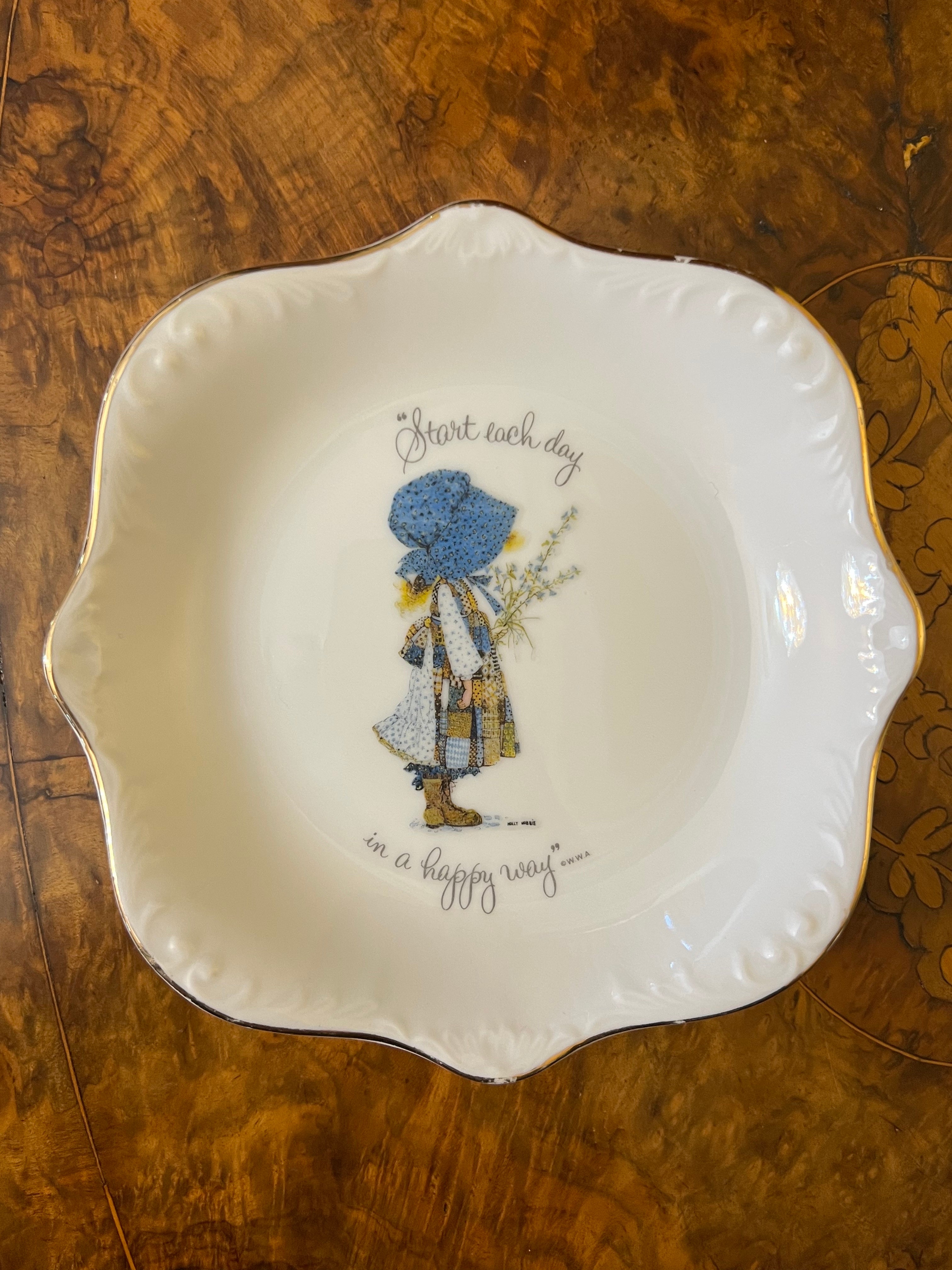 Vintage Holly Hobbie Start Each Day In A Happy Way Dish Plate 
