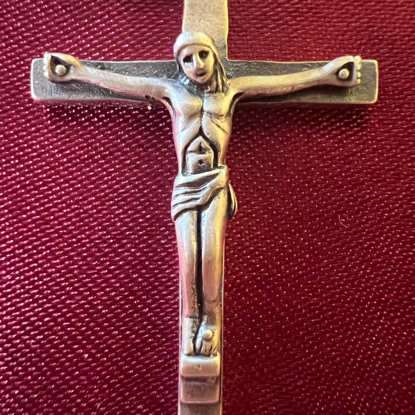 Vintage Sterling Silver Jesus Cross Pendant
