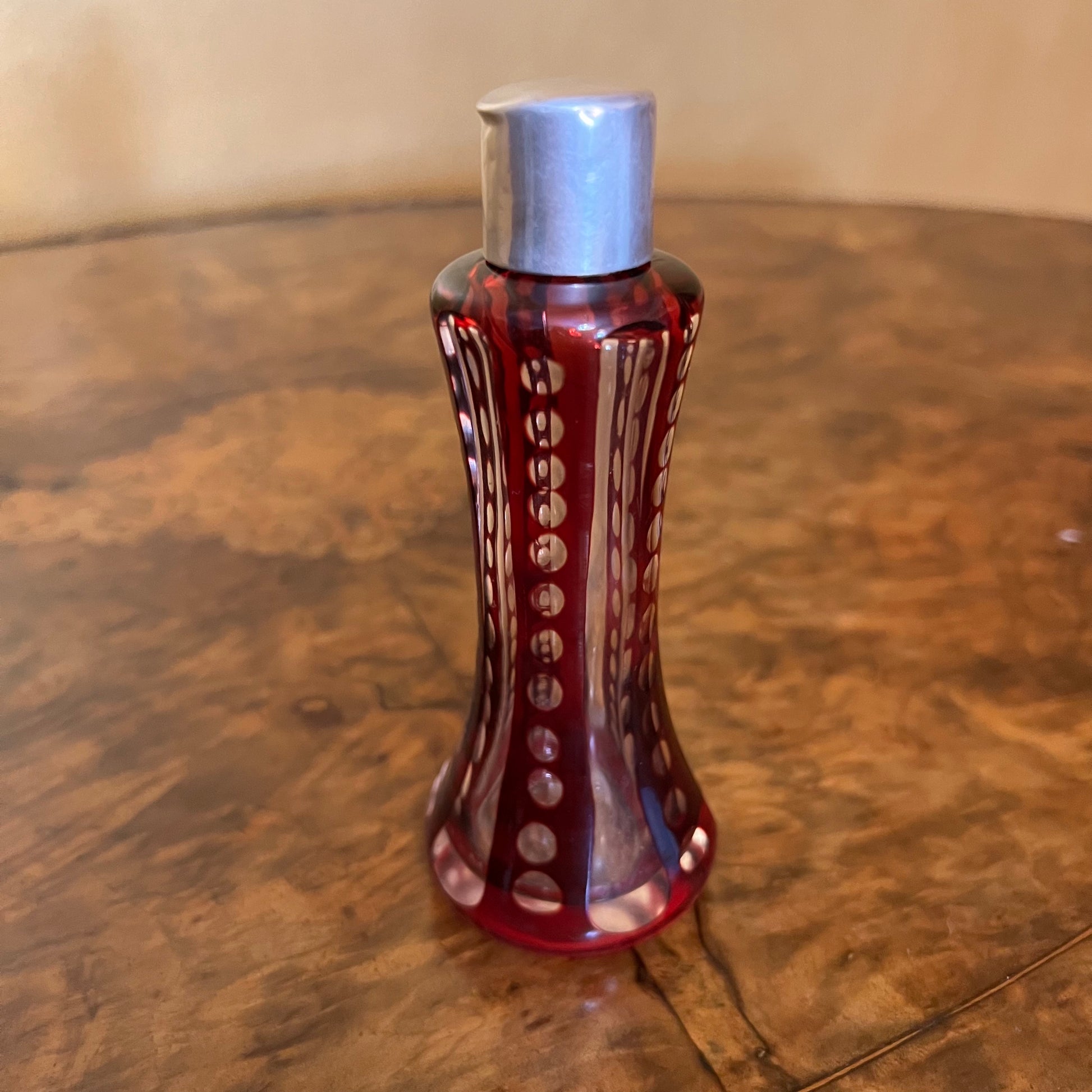 898 Sterling Silver Red Glass Perfume Bottle