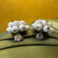 1950s White Plastic Bead Brioch Clip On Earrings 