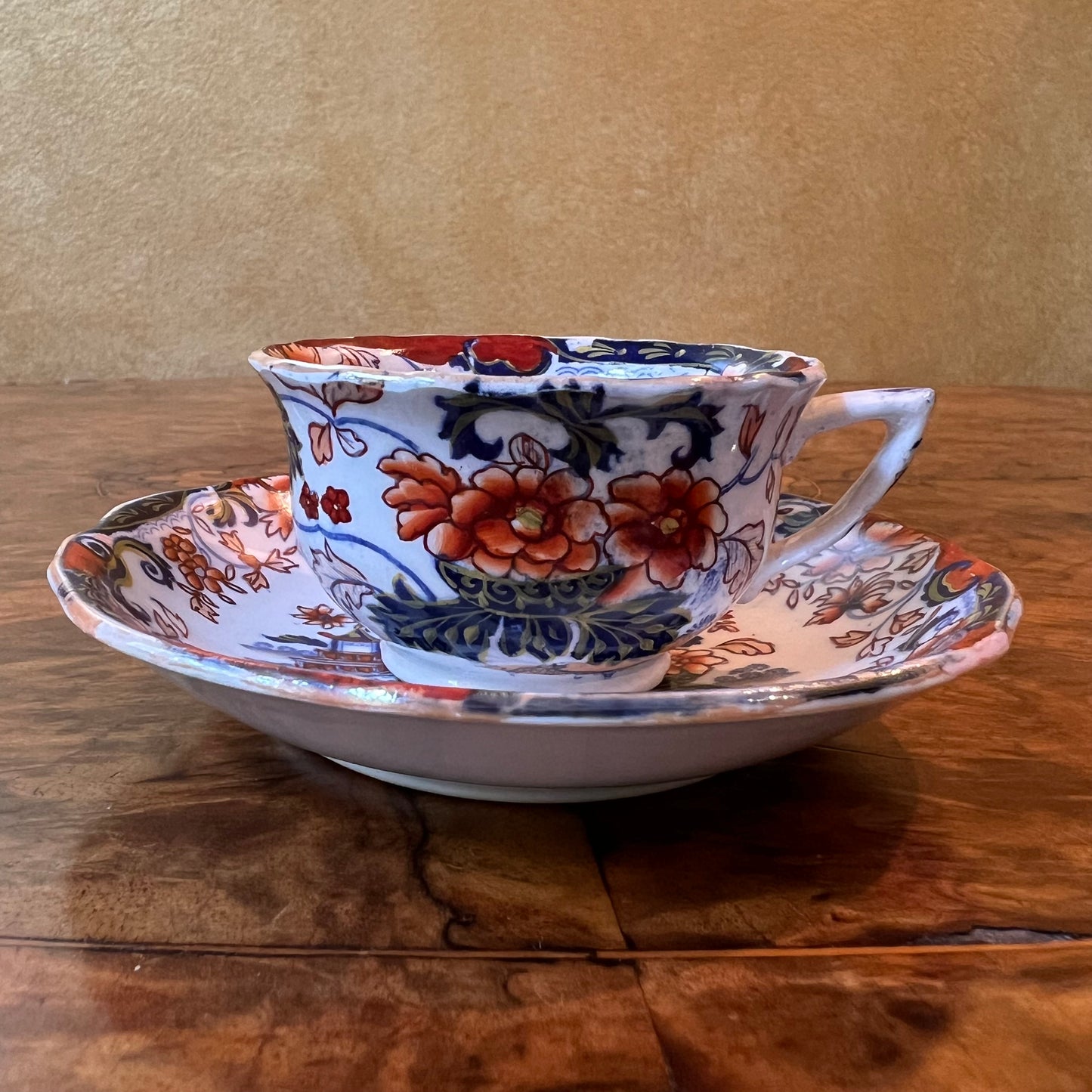 19th Century Ironstone Amherst Coffee Cup & Saucer Pair 