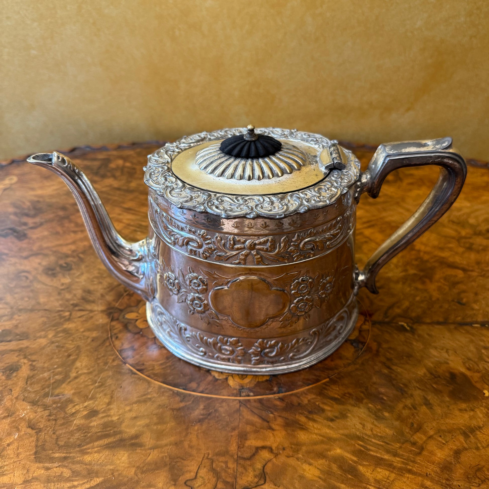 19th Century Silver Plated Ornate Tea Pot 