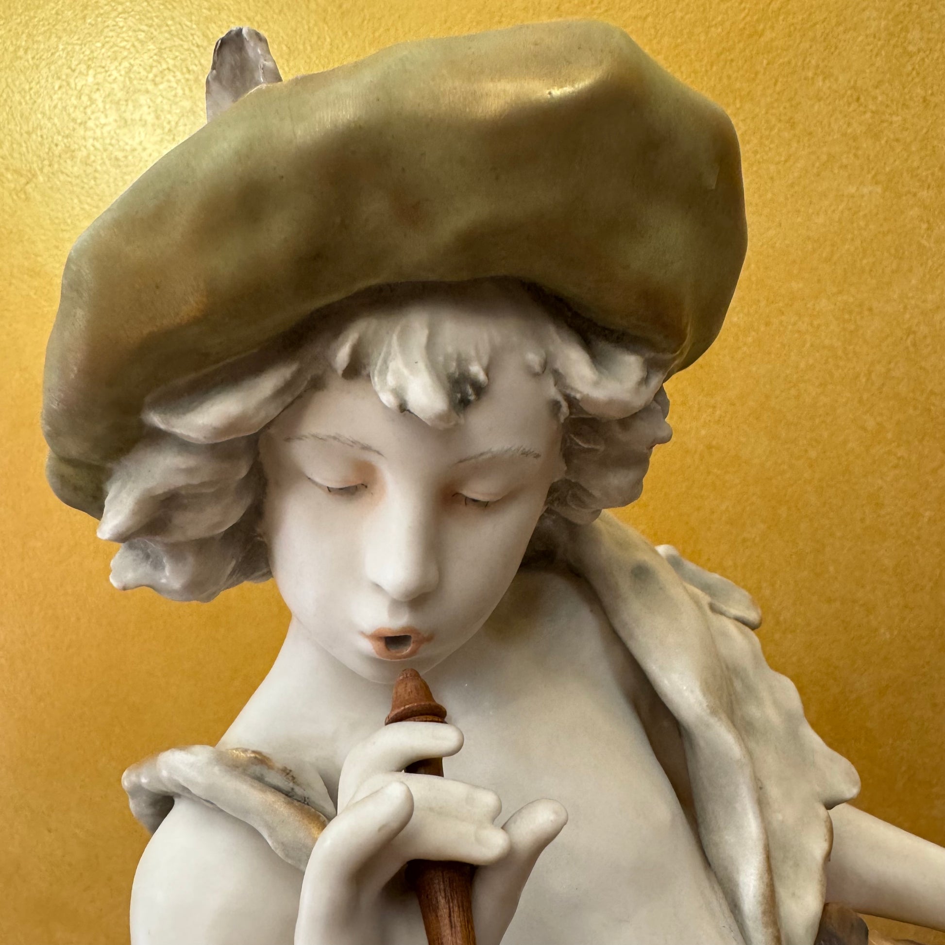 19th Century Turin Teplitz Young Boy With Pipe Ceramic Figure