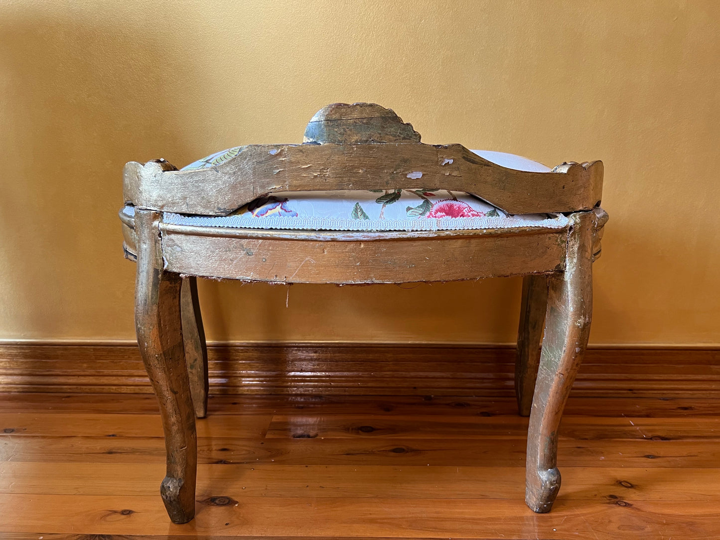 24K Gold Gilt Stool Seat Antique 