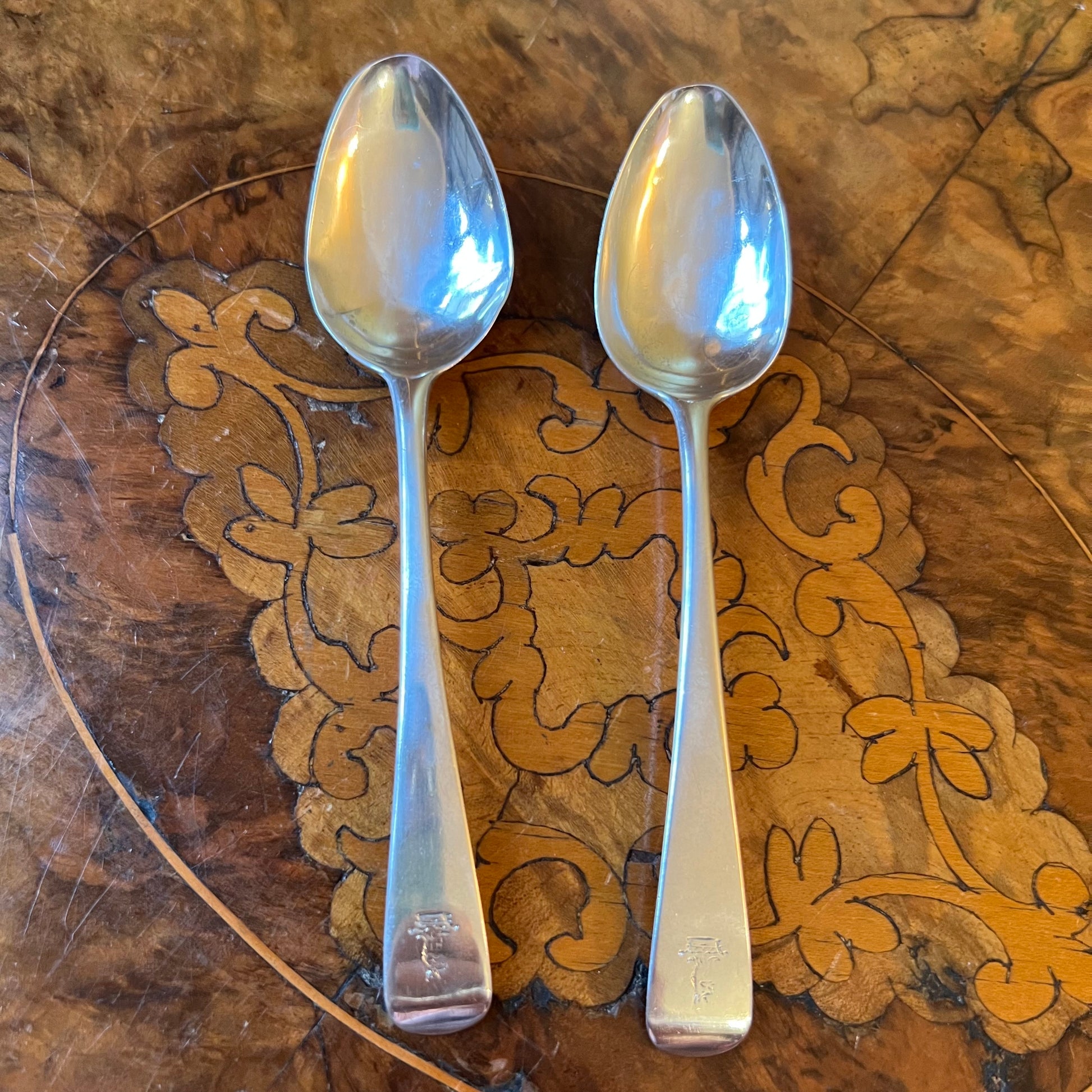 Antique 1822 Sterling Silver Spoons Pair