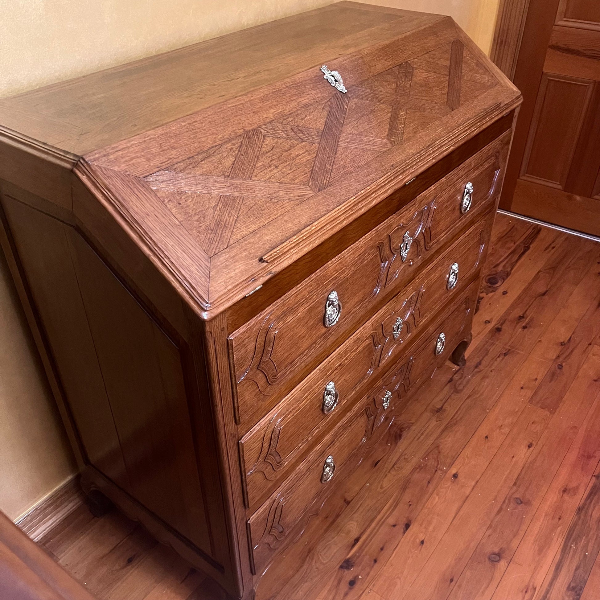 Antique 18th Century French Oak Large Bureau 