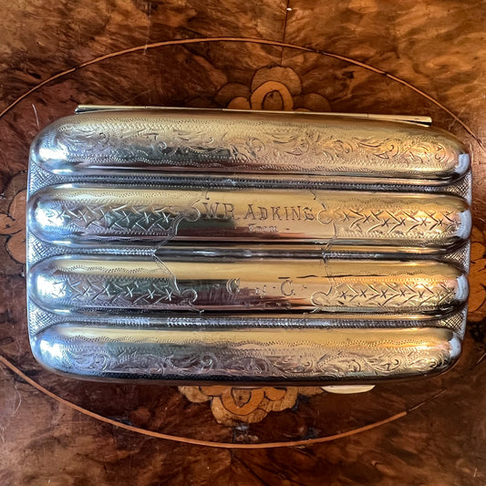 Antique 1923 Silver Plated Cigar Case