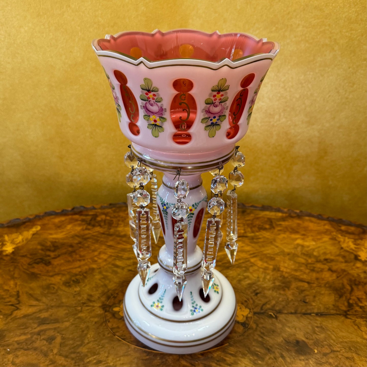 Antique 19th Century Bohemian Ruby-Overlay Mantle
