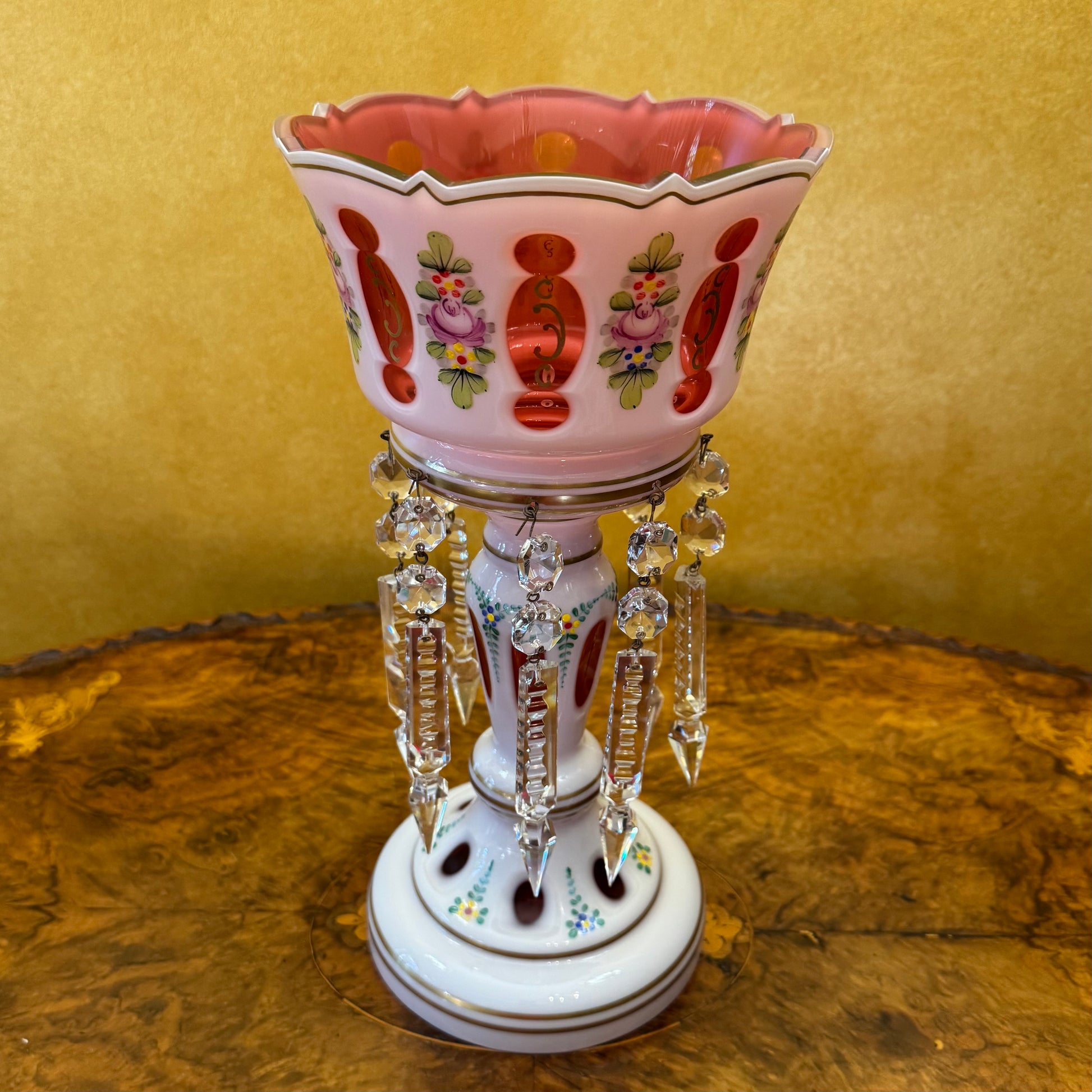 Antique 19th Century Bohemian Ruby-Overlay Mantle