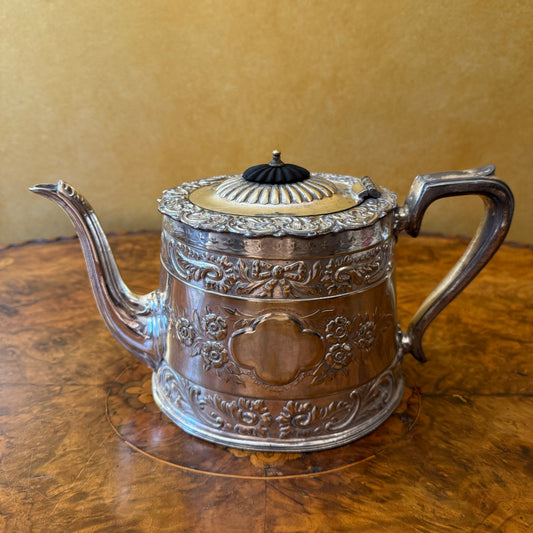 Antique 19th Century Silver Plated Ornate Tea Pot 