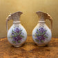 Antique Austrian Hand-Painted Elephant Handle Jugs Pitcher Pair 