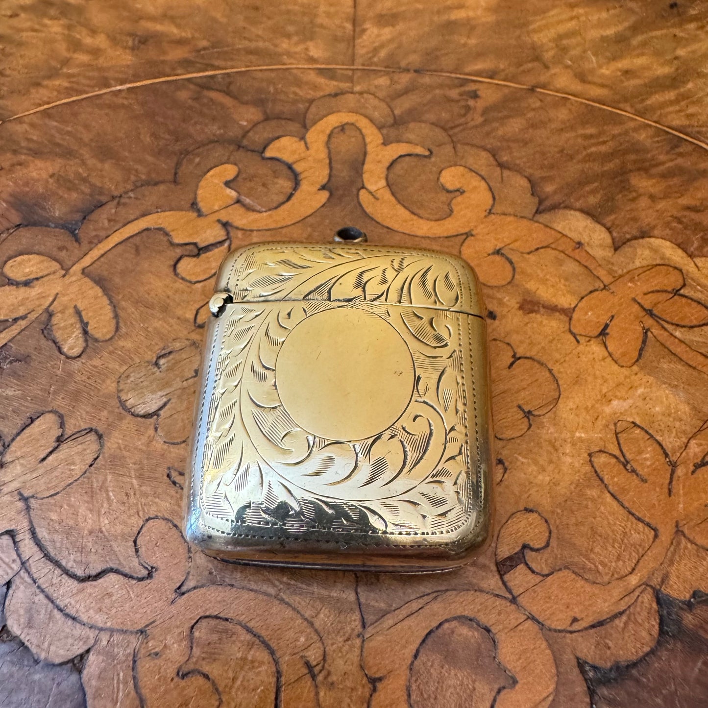 Antique Brass Engraved Vesta Case