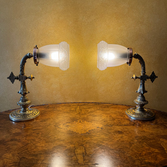 Antique Brass Wall Scone Lights Pair 