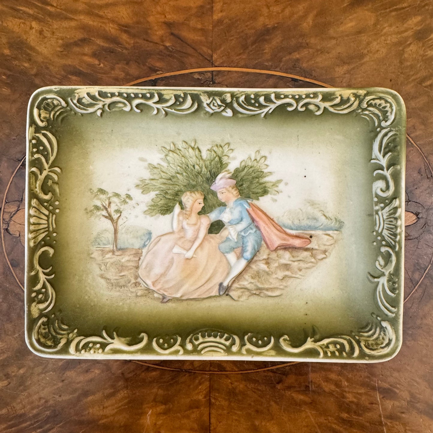 Antique Ceramic Courting Embossed Plate 