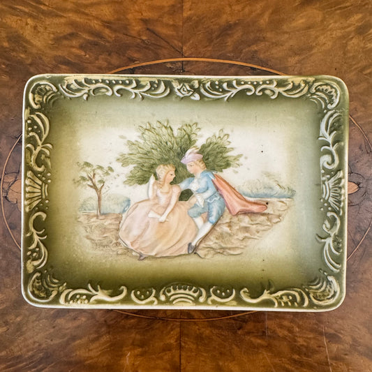 Antique Ceramic Courting Embossed Plate 