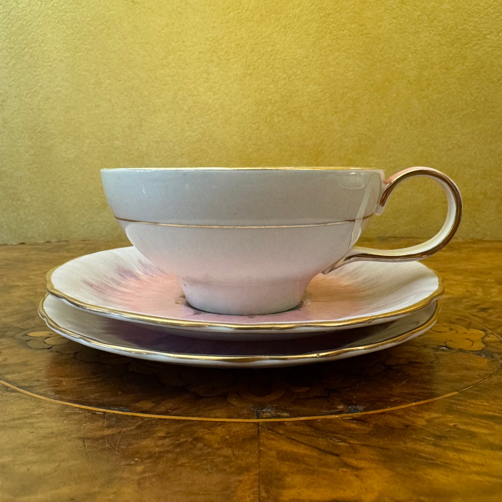 Antique Clarice Cliff Royal Staffordshire Fruit Tea Cup Trio