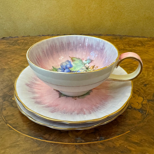 Antique Clarice Cliff Royal Staffordshire Fruit Tea Cup Trio Set 