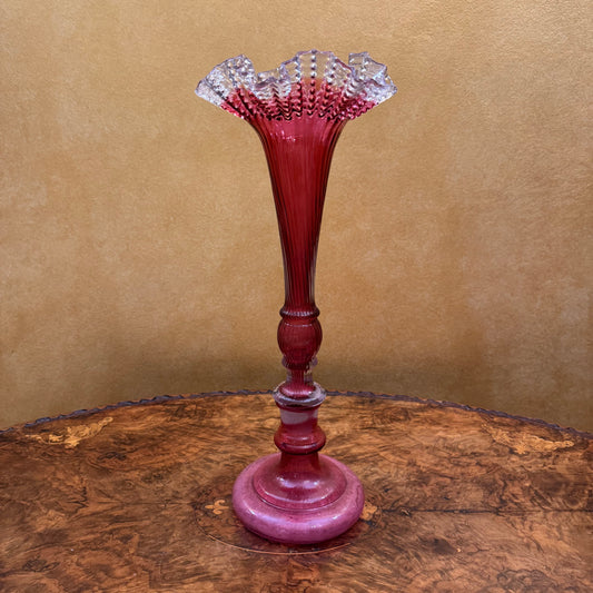 Antique Cranberry Glass Vase 