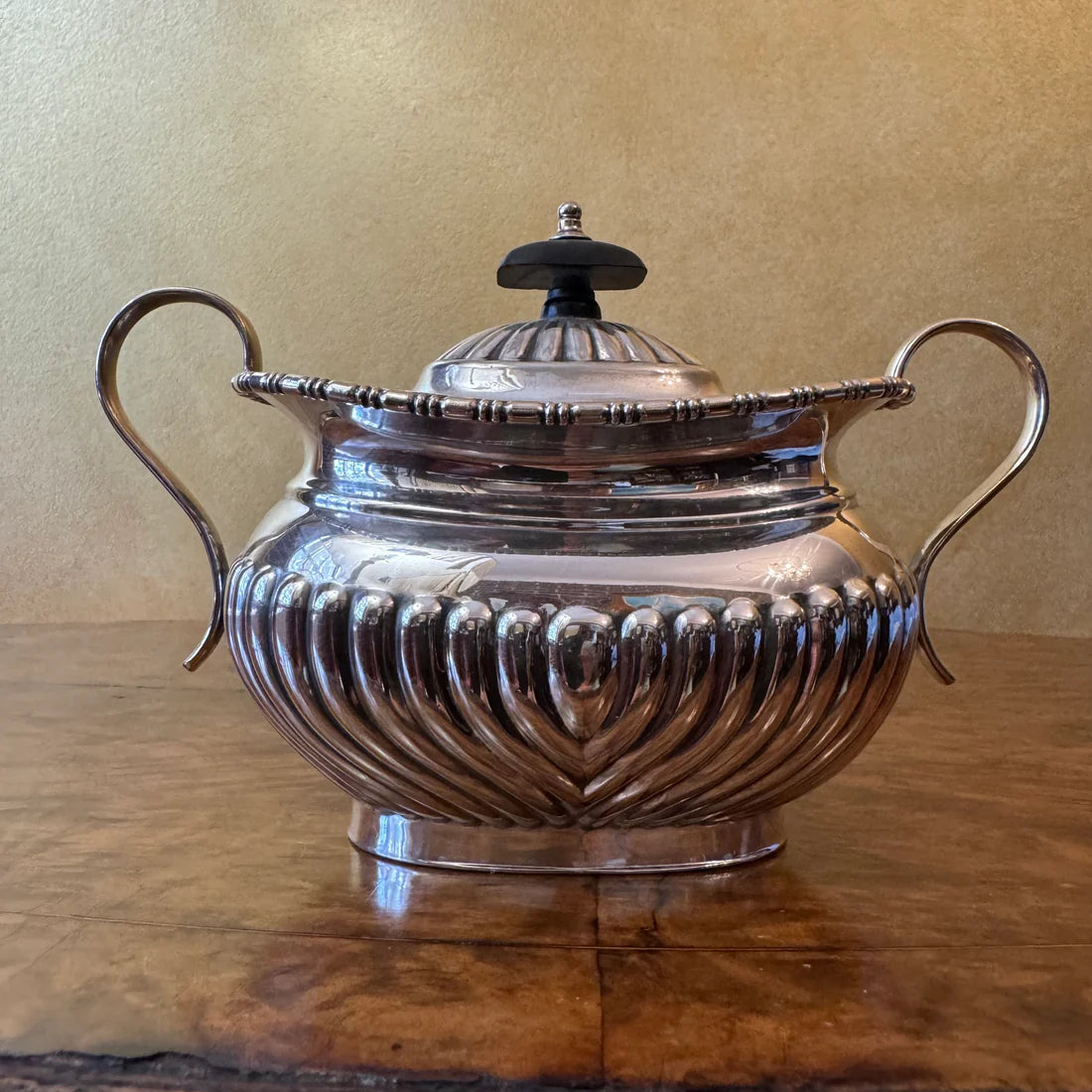 Antique English Silver Plated Three Piece Tea Pot Milk & Sugar Set