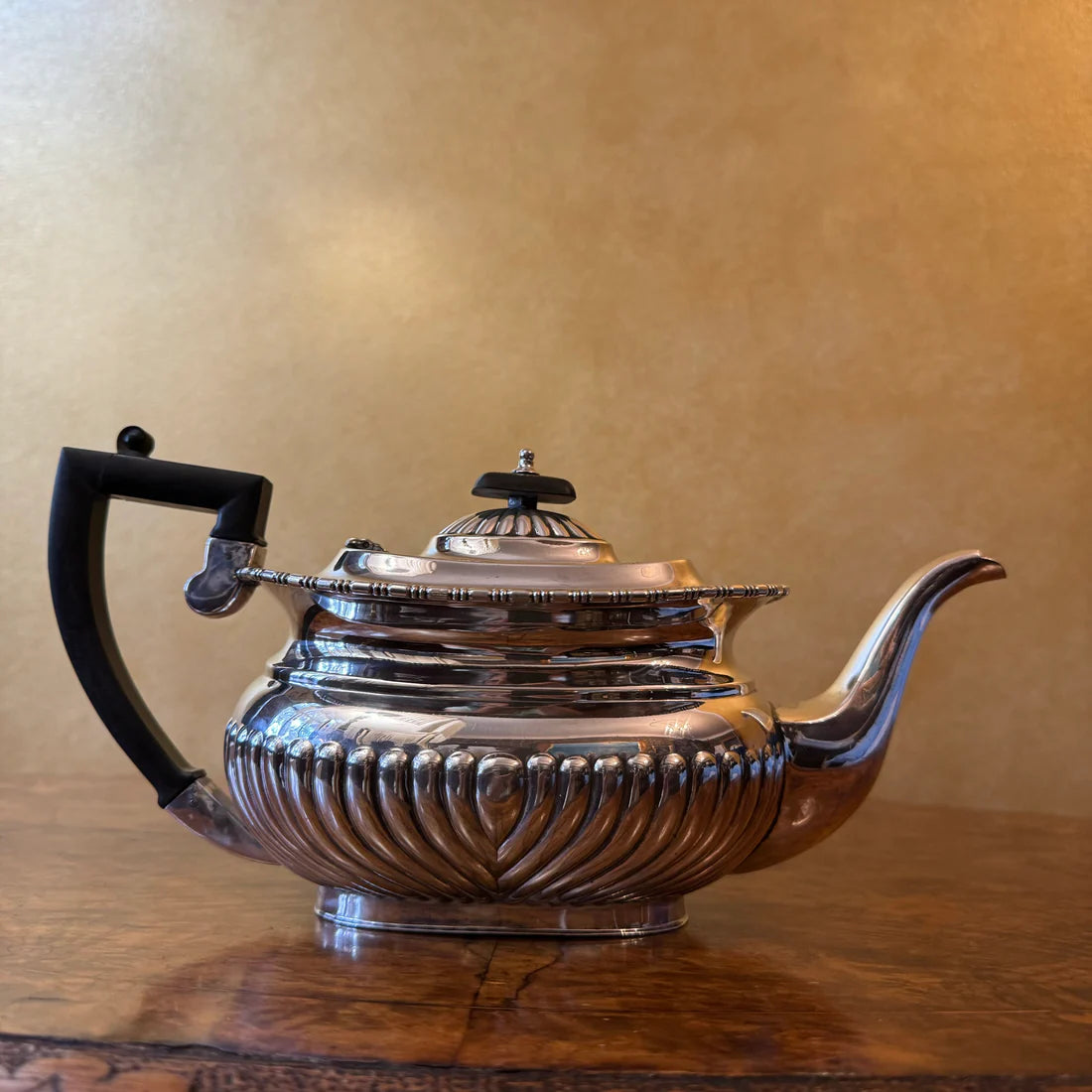 Antique English Silver Plated Three Piece Tea Pot Milk & Sugar Set