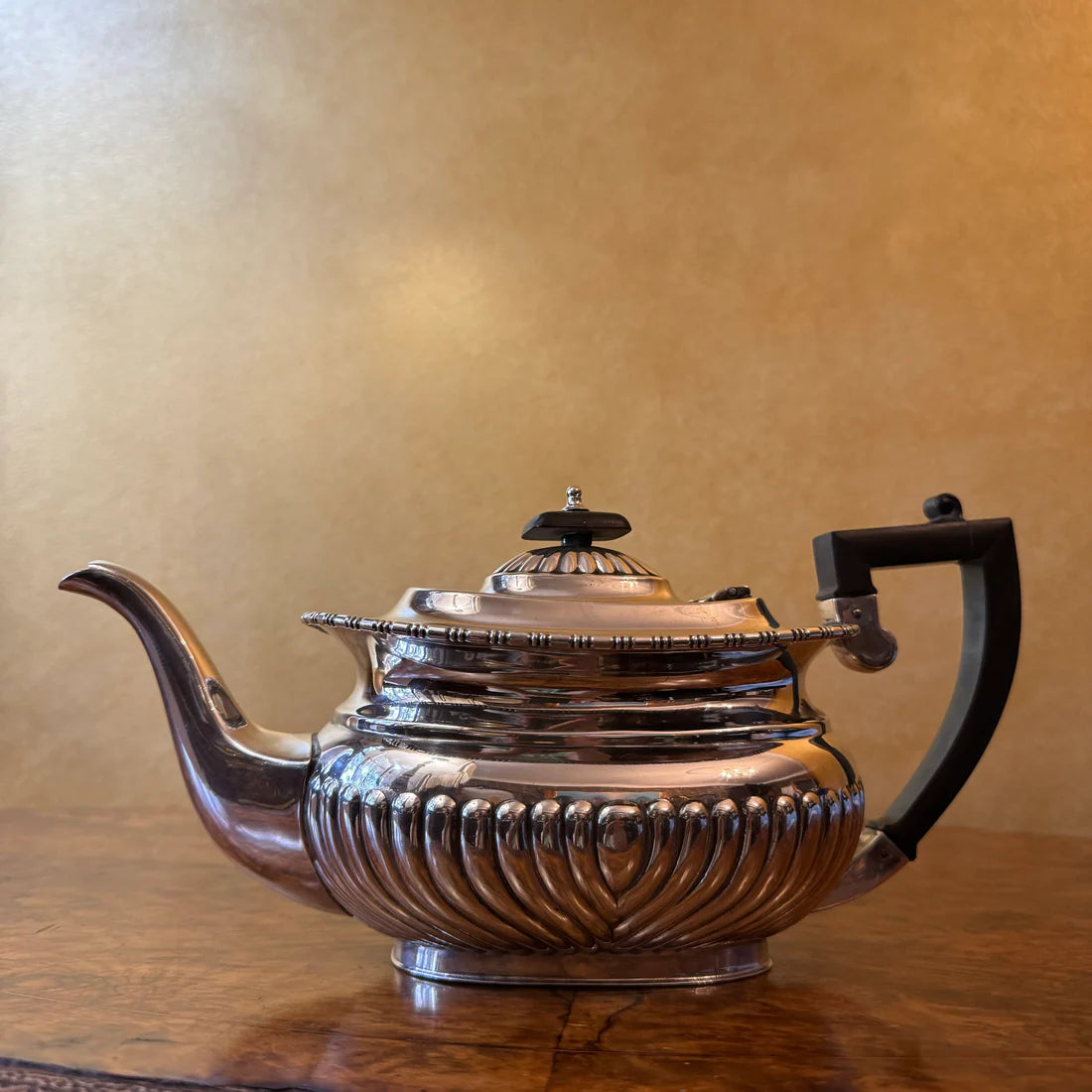 Antique English Silver Plated Three Piece Tea Pot Milk & Sugar Set