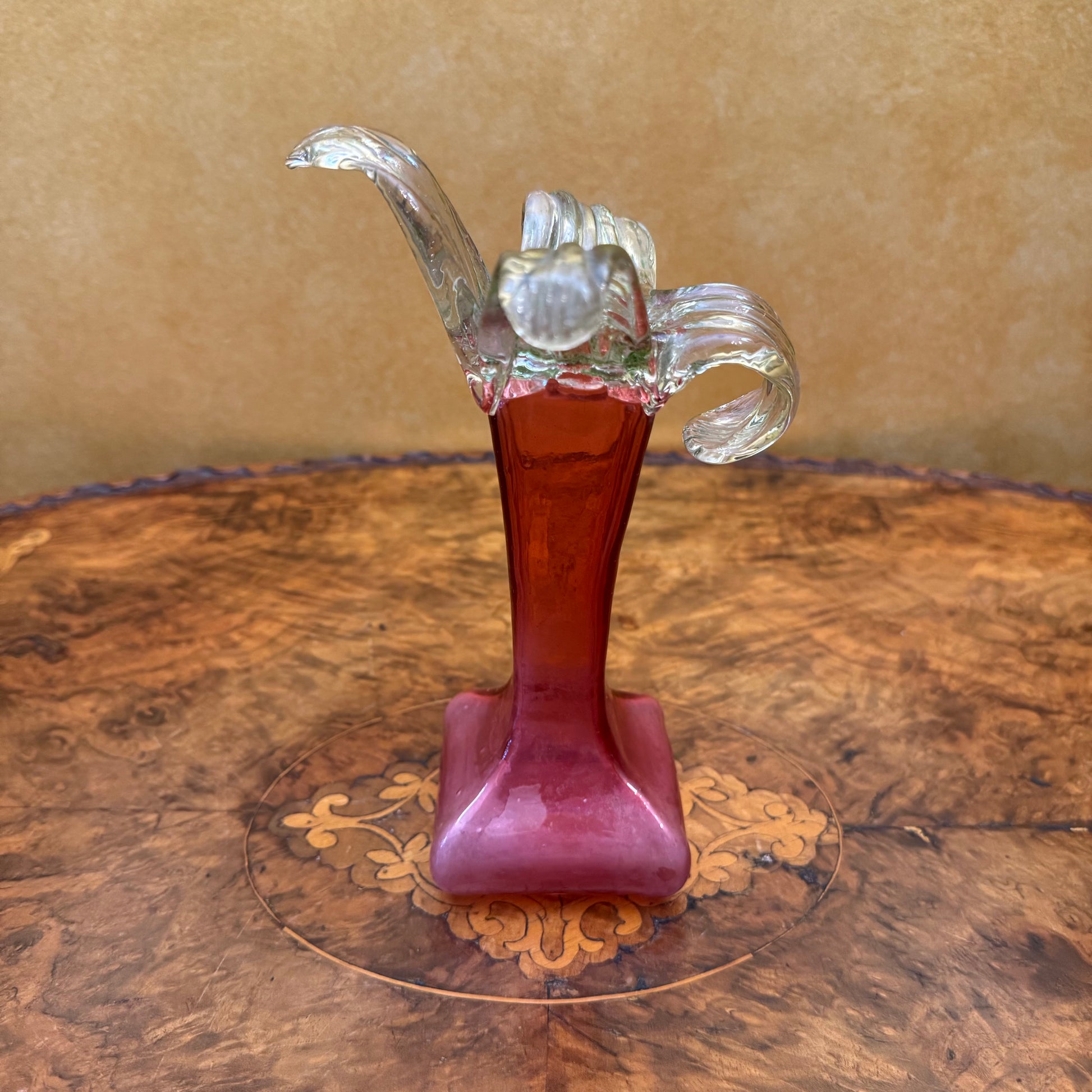 Antique Flower Petal Top Art Glass Vase 