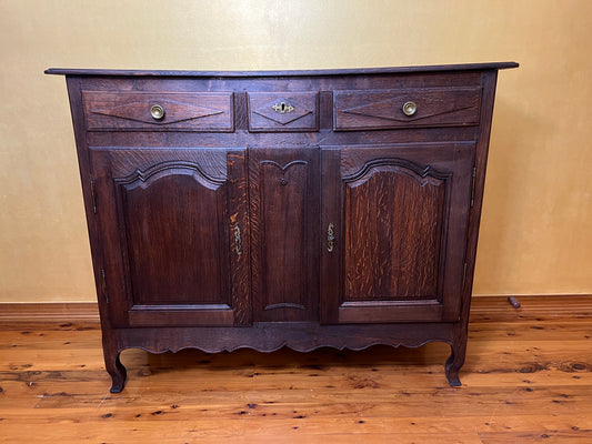 Antique French 1800 Oak Rustic Large Sideboard