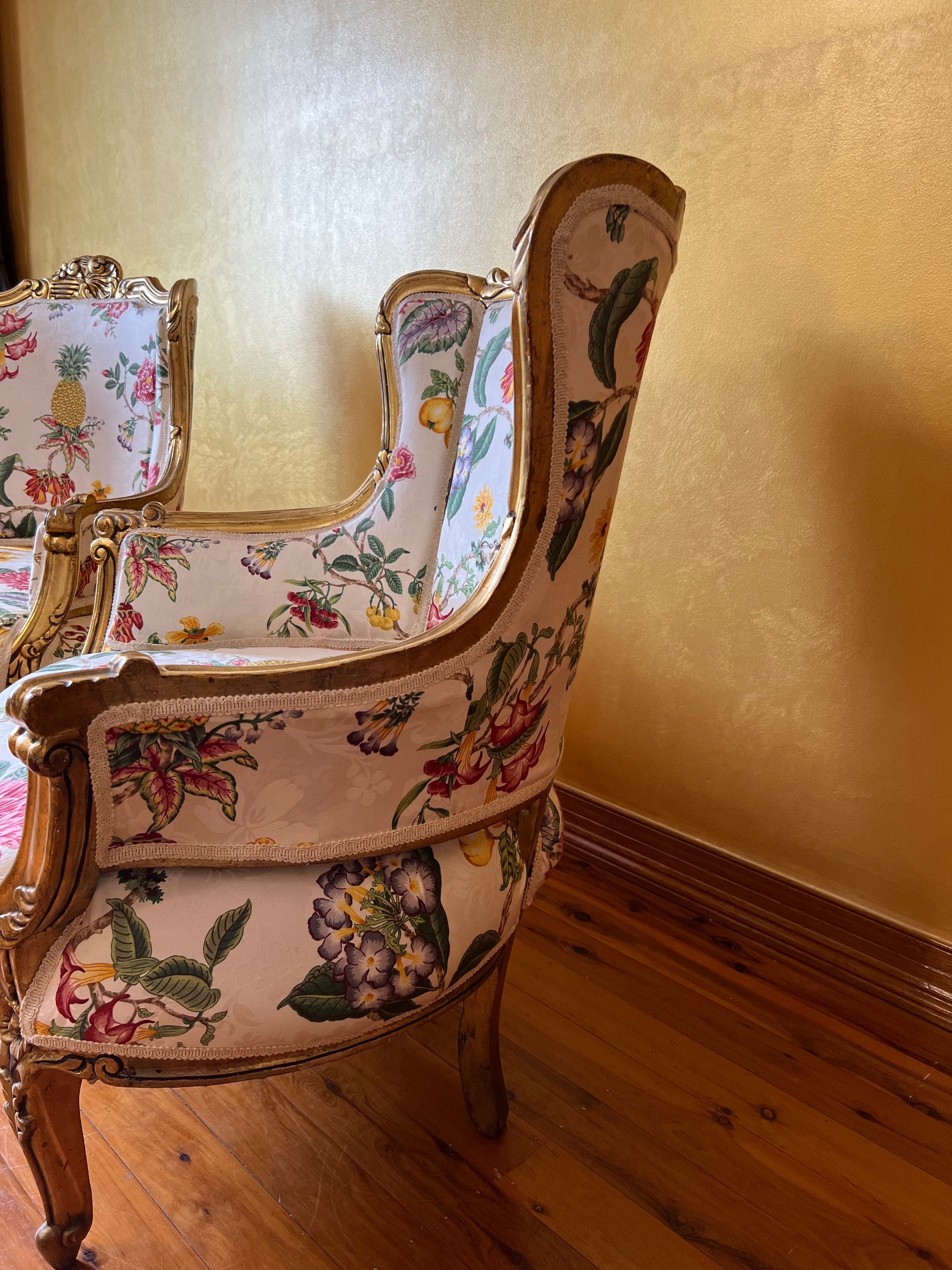  Antique French 24K Gold Gilt Chair 