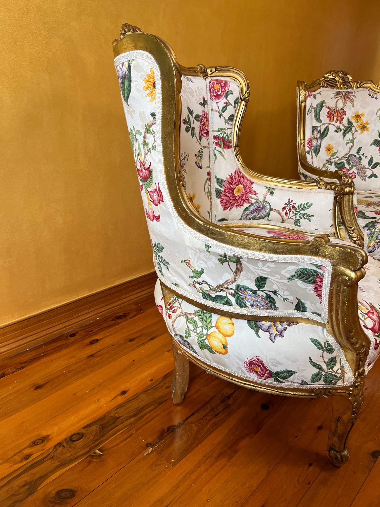 Antique French Gold Gilt Wingback 