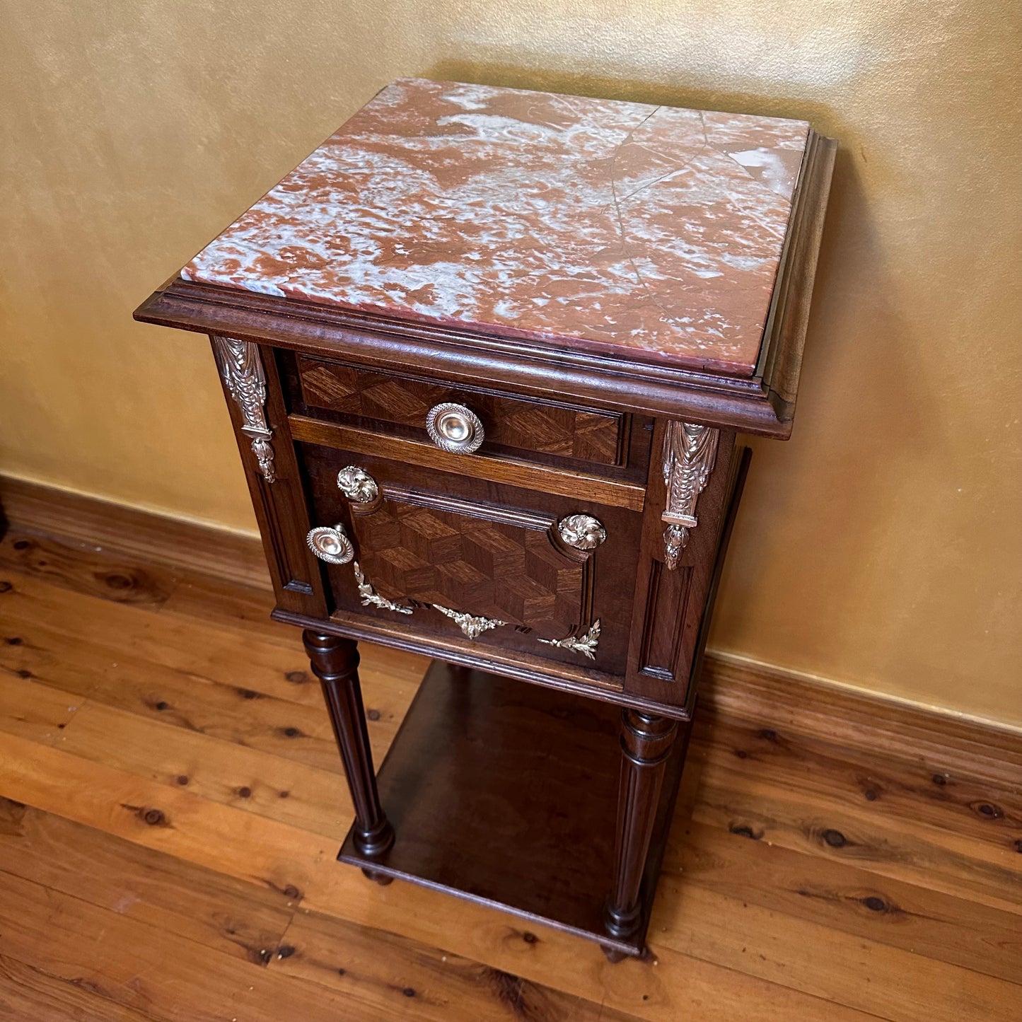 Antique French Marble Bed Side Table