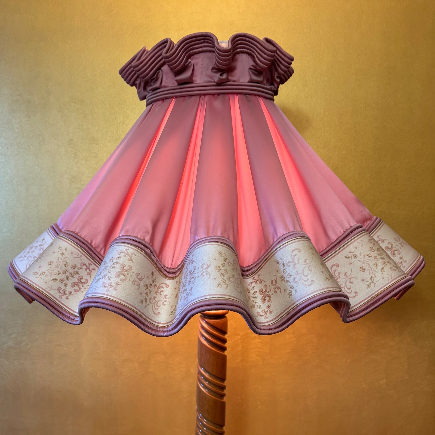 Antique French Oak Large Floor Lamp With Round Table 