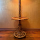 Antique French Oak Large Floor Lamp With Table 