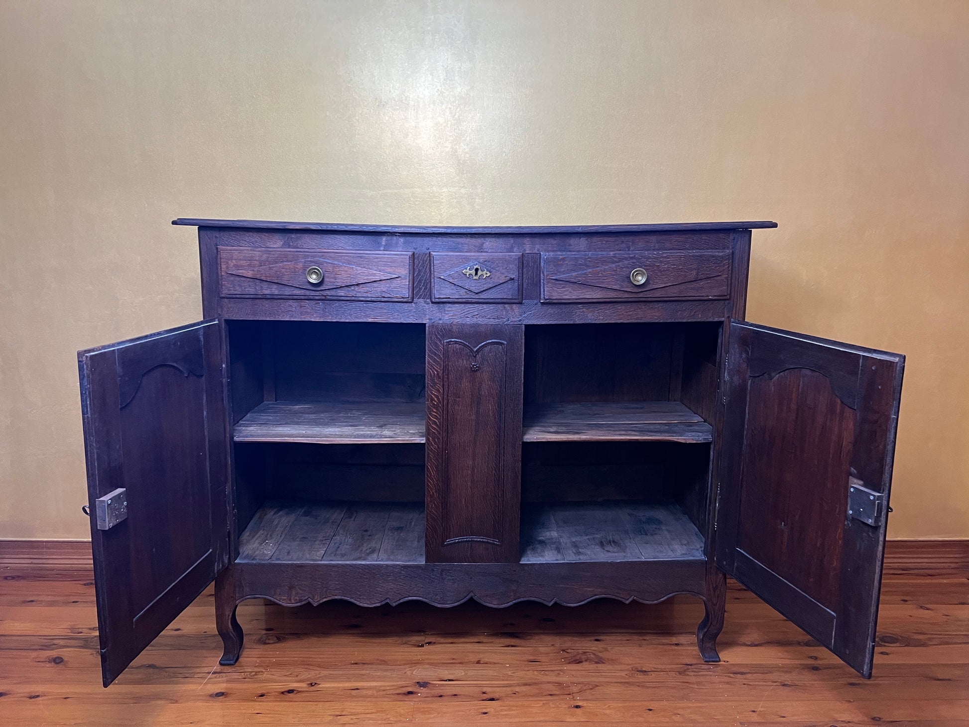 Antique French Oak Rustic Large Sideboard