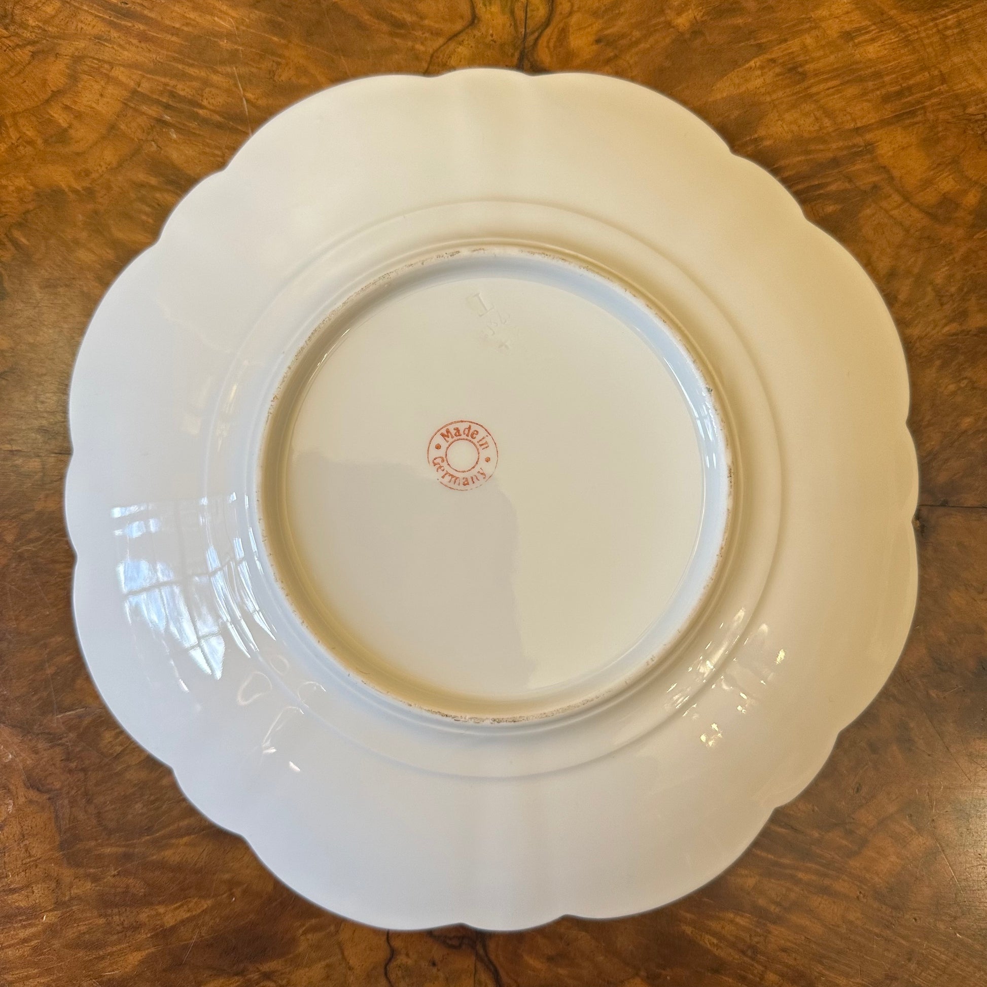 Antique German Green Floral 22 Piece Cake Plate