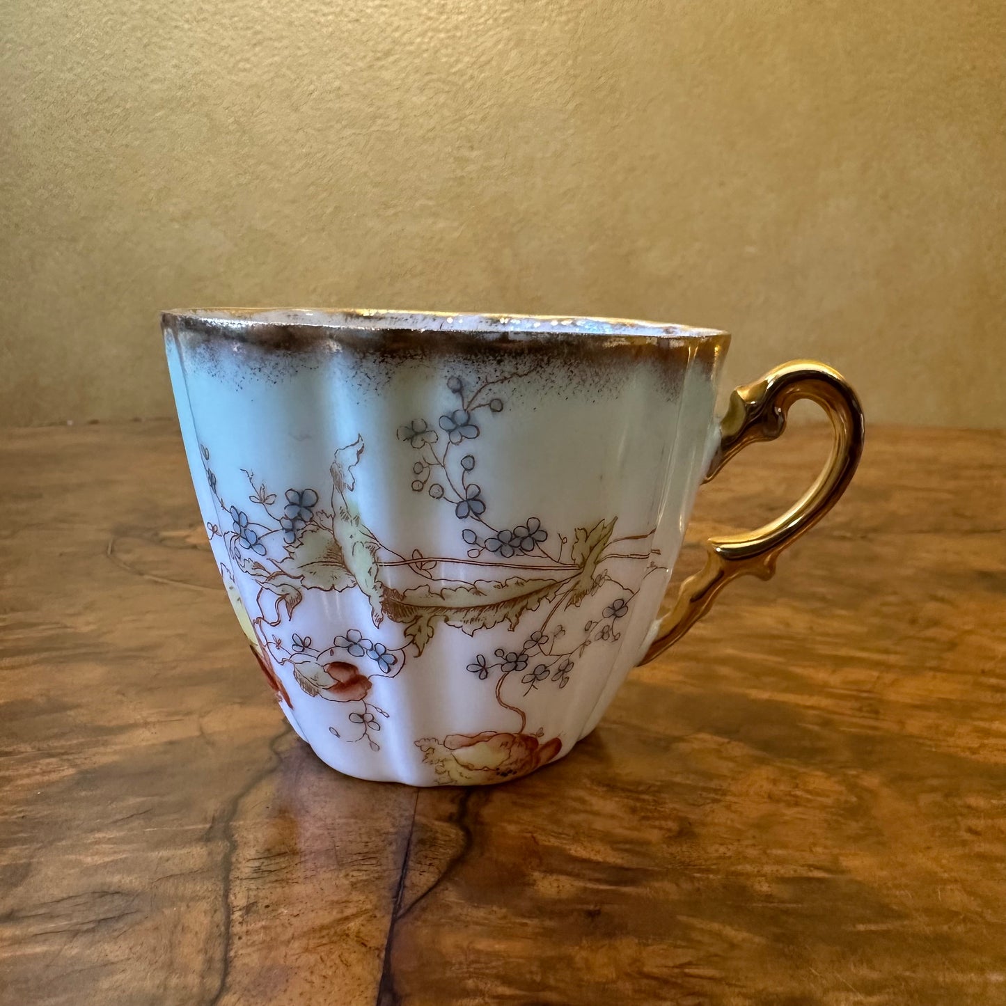 Antique German Green Floral Tea Cup