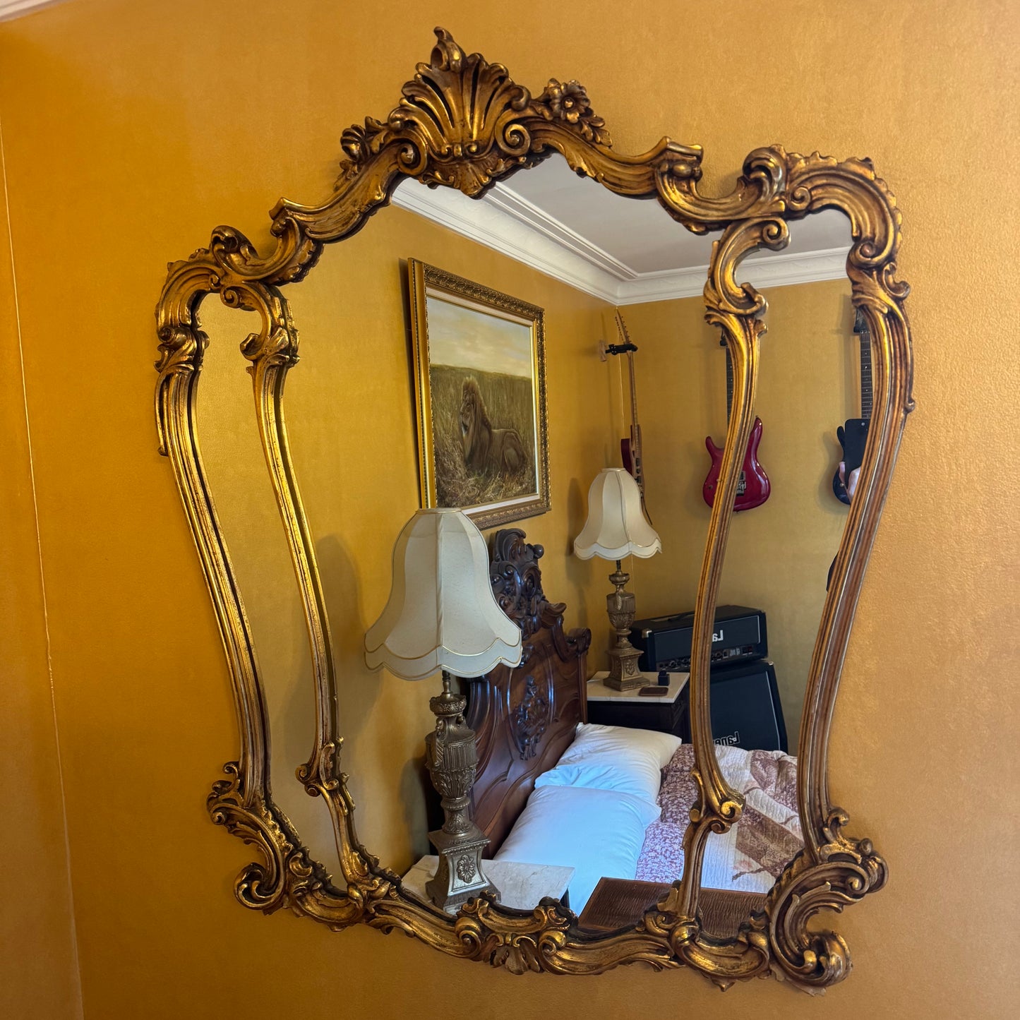 Antique Louis XV Rococo Style Gilt Wall Mirror