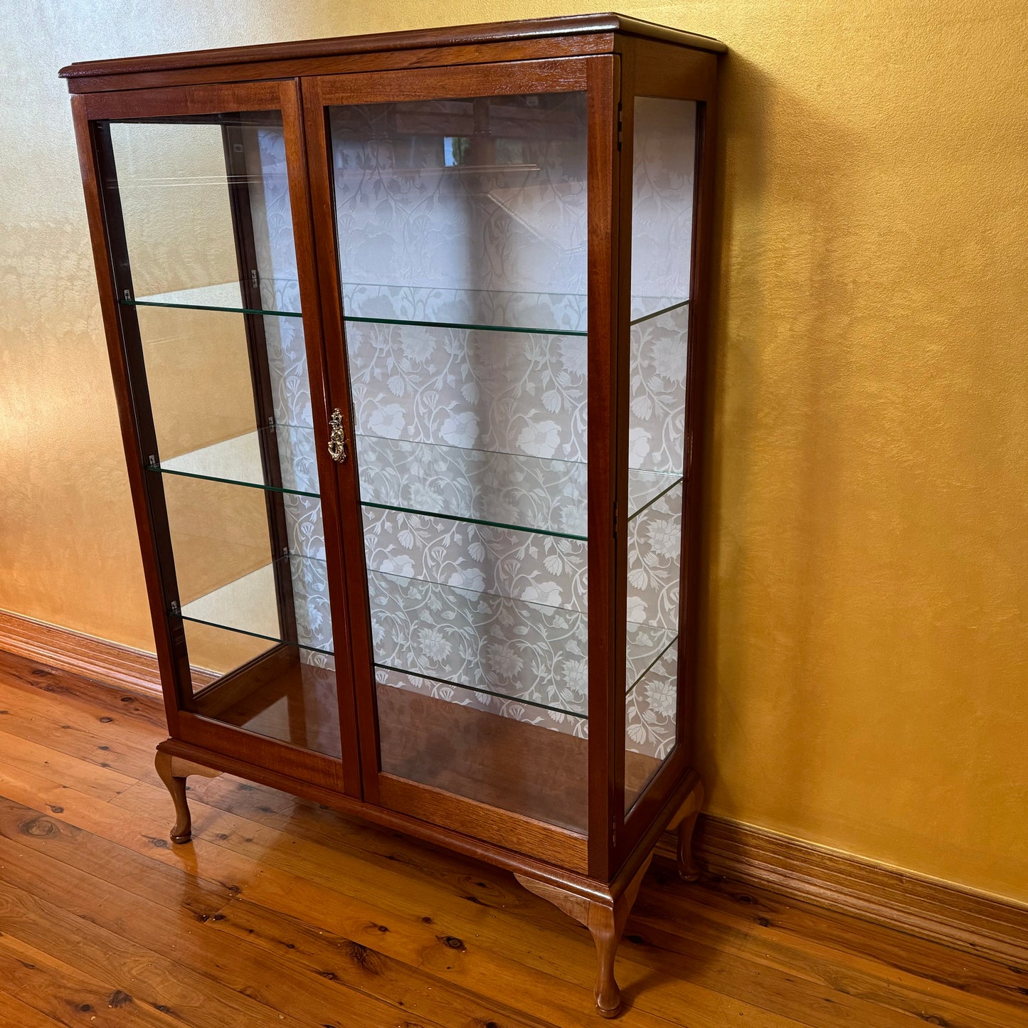 Antique Mahogany Glass Two Door Cabinet 