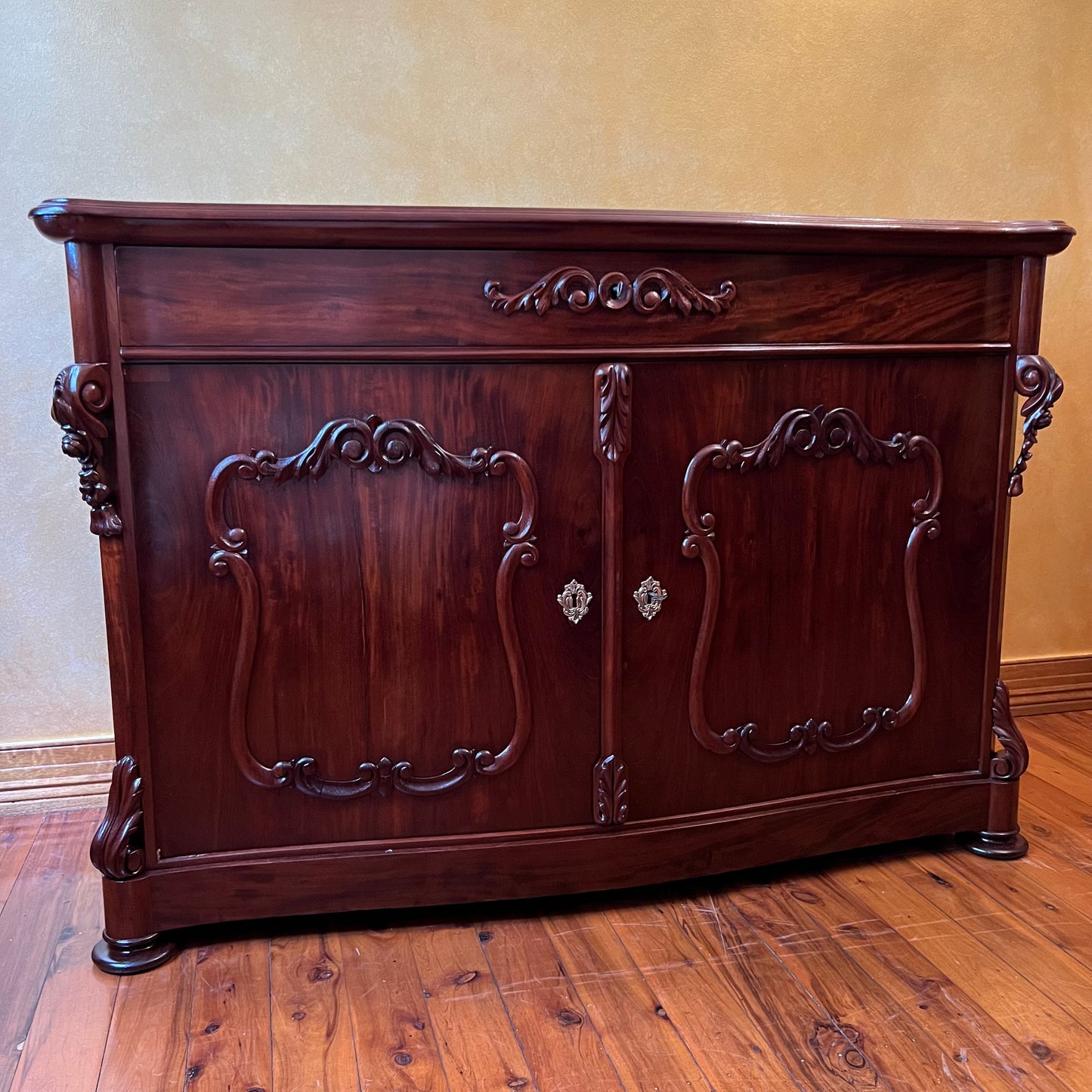 Antique Mahogany Serpentine Sideboard