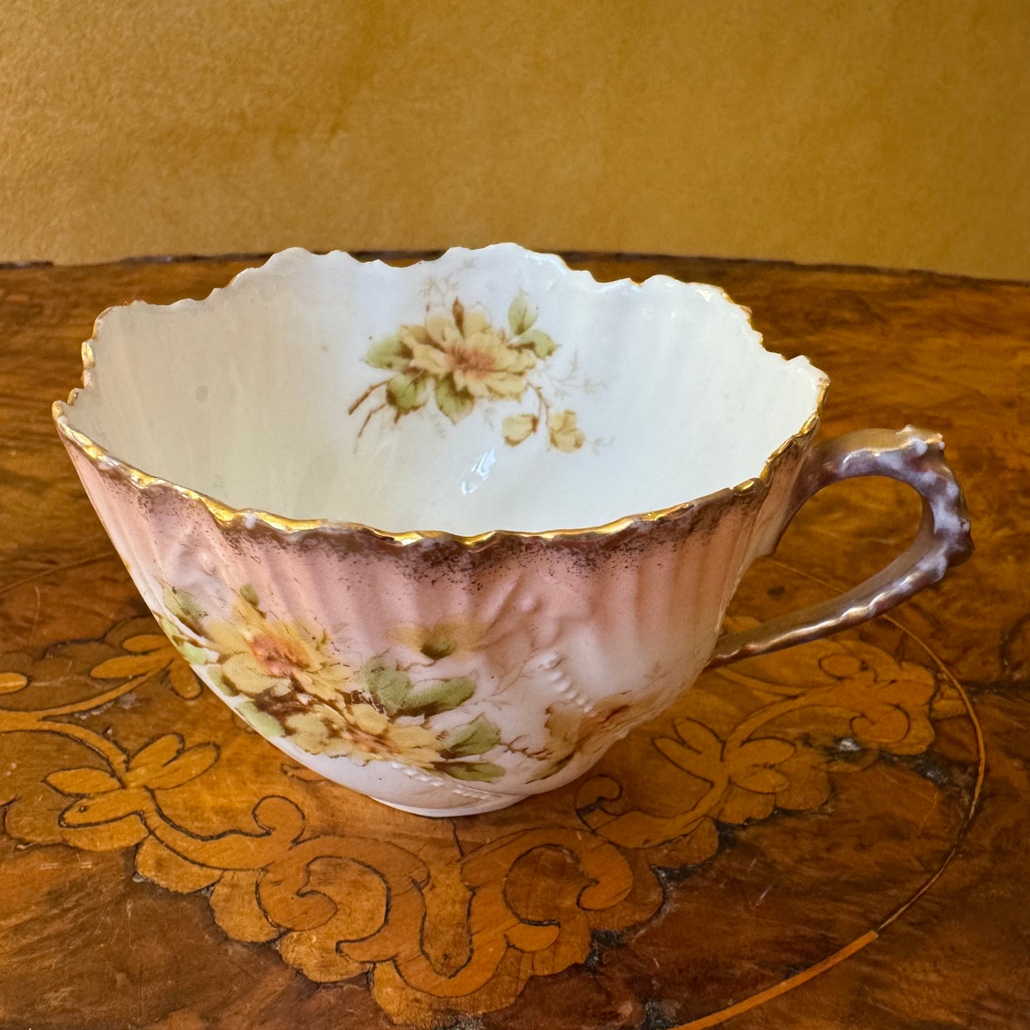 Antique Pink Floral Tea Cup 