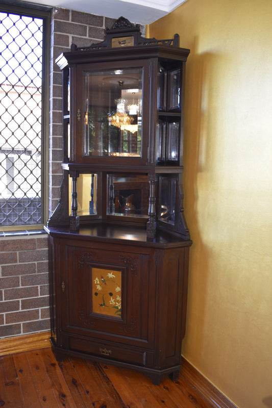 Antique Rosewood Ornate Display Cabinet