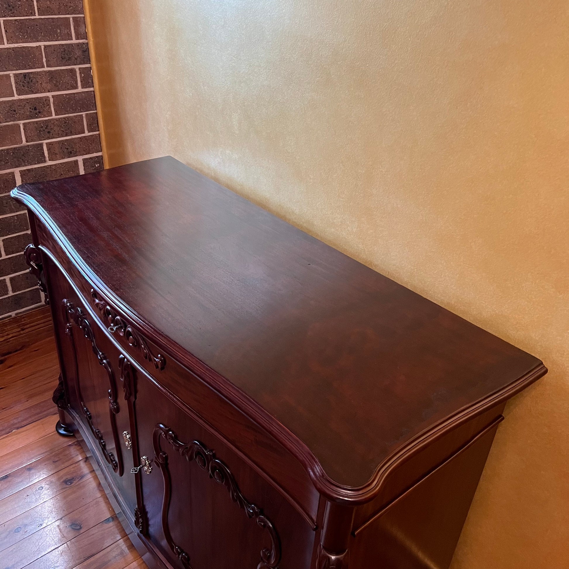 Antique Sideboard Serpentine Mahogany 