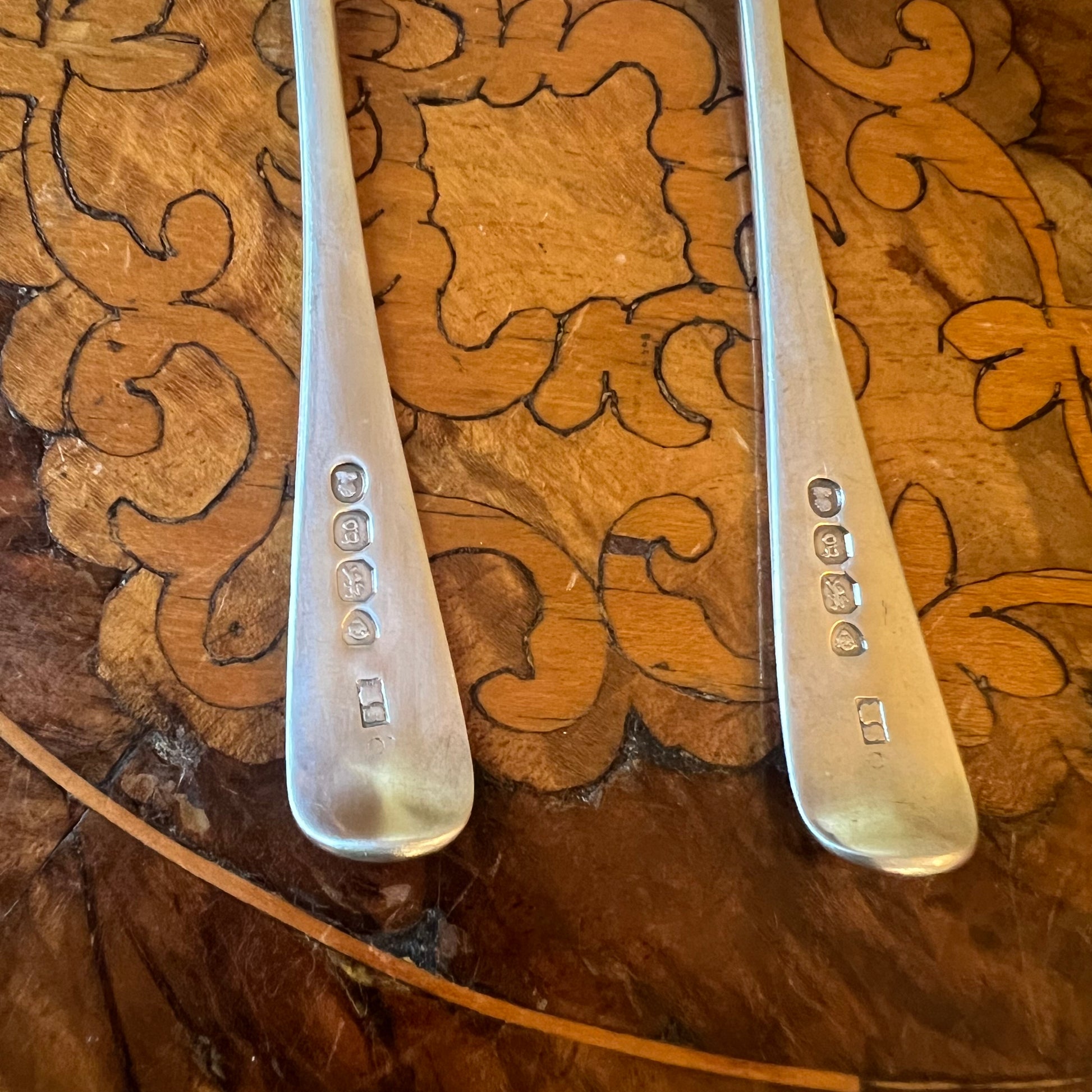 Antique Sterling Silver Spoons Pair