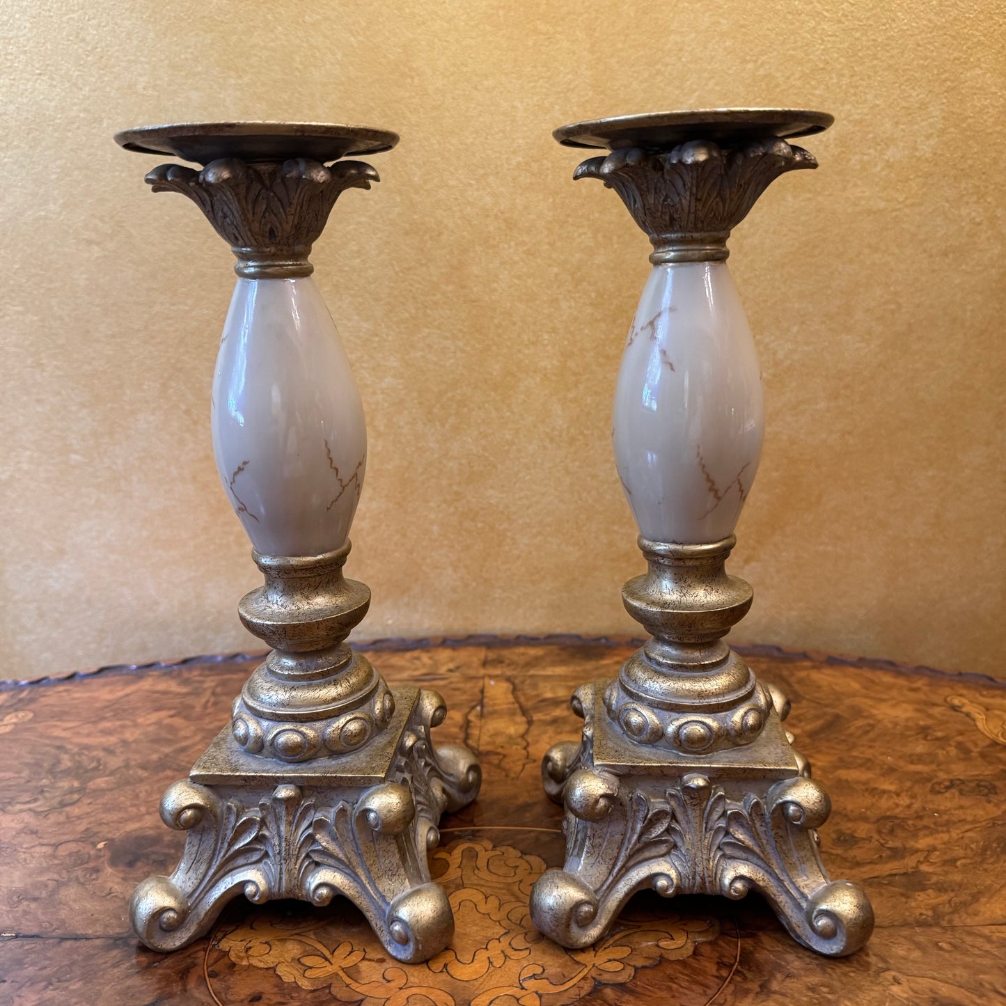 Antique Style Candlesticks Pair 