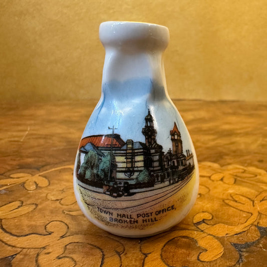 Antique Town Hall Broken Hill Miniature Vase 